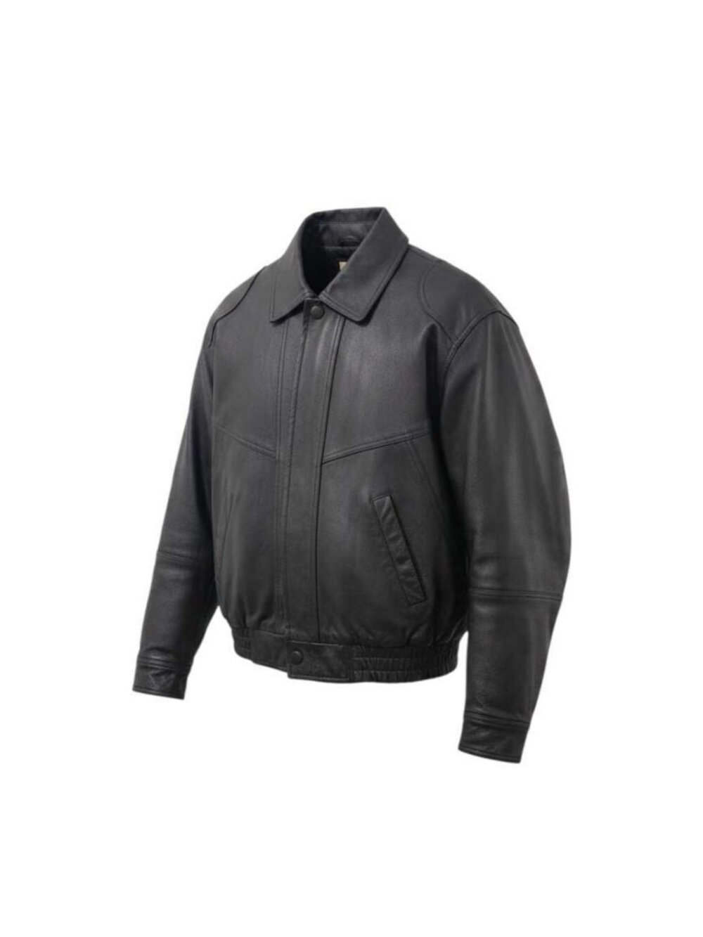 St. John's Bay GENUINE LEATHER Black Bomber Jacket Men's M Removable Liner